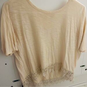 Old Navy Beige Creamy Lace Bottom Top